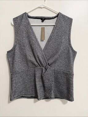 NWT J. Crew 365 Black White Boucle Peplum Style Tank Top Womens XL